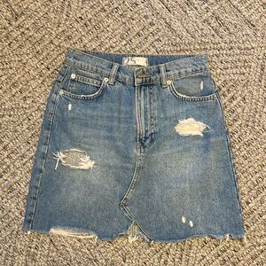 Free People Distressed Denim Skirt